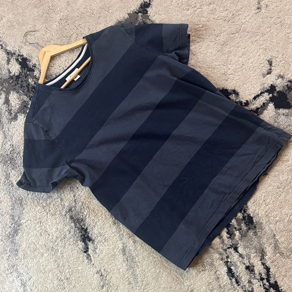 Everyday Striped Short-Sleeve Tee in Navy & Charcoal